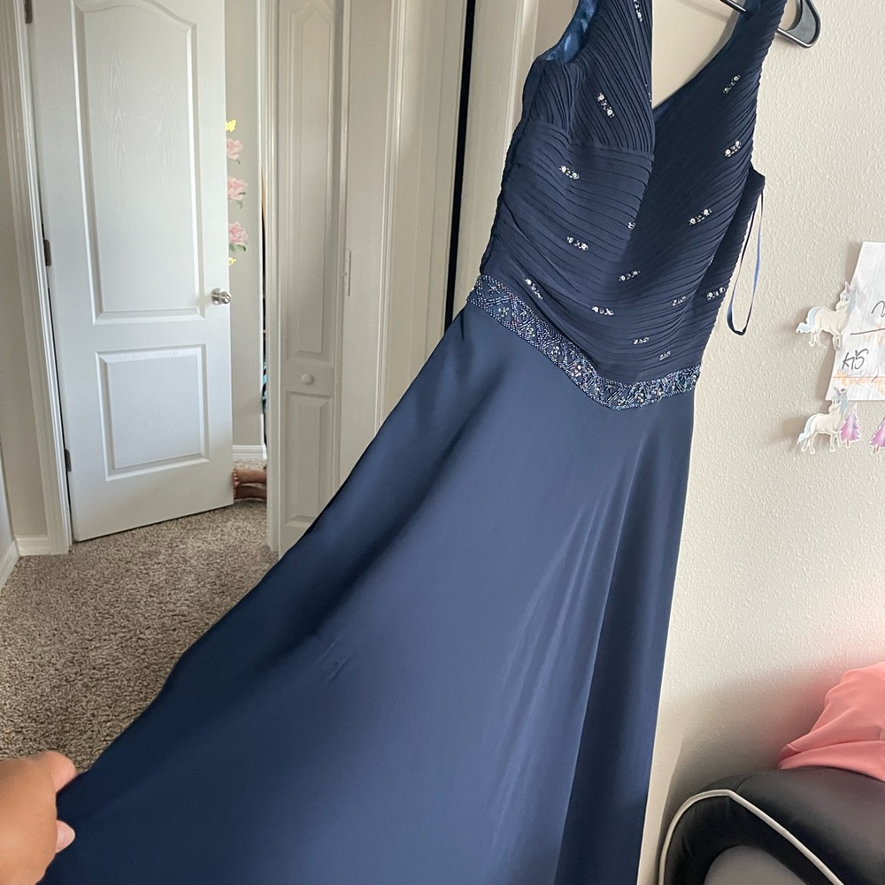 Dark blue xl custom gown with sequins embellishments